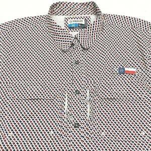 XL Texas Magellan Outdoors Shirt Mens Red White Blue Fish Gear Short Sleeve